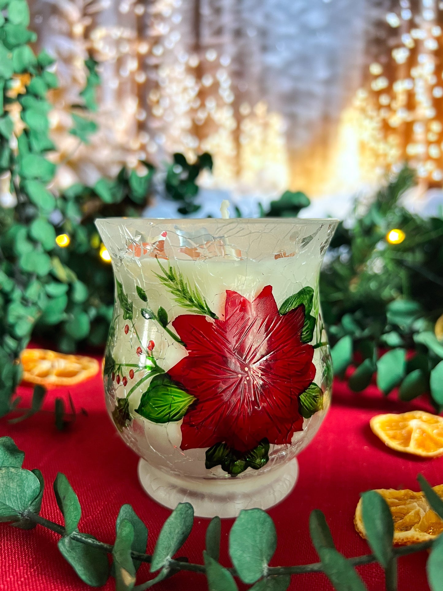 Poinsettia Glow Candle
