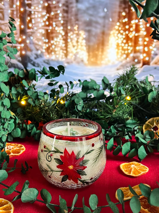 Frosted Poinsettia Candle