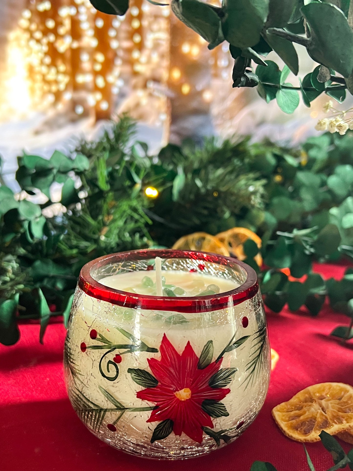 Frosted Poinsettia Candle