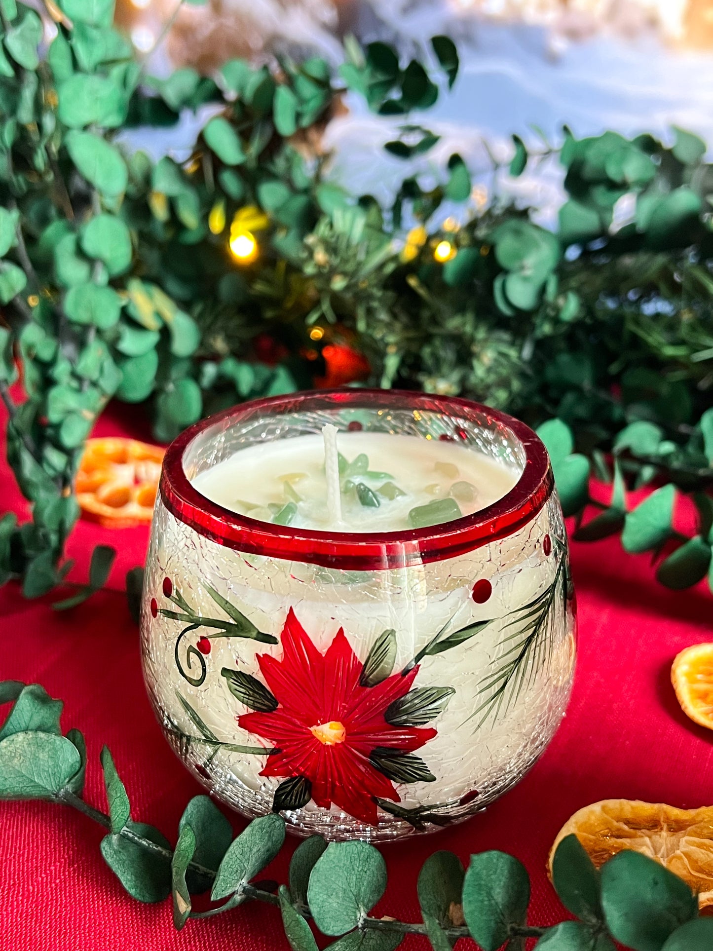 Frosted Poinsettia Candle